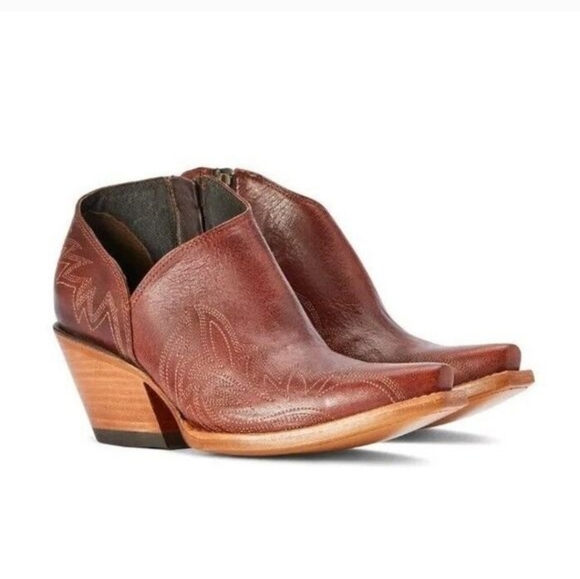 Ariat Jolene Sedona Side Zip Western Bootie Rust Brown Leather Size 9